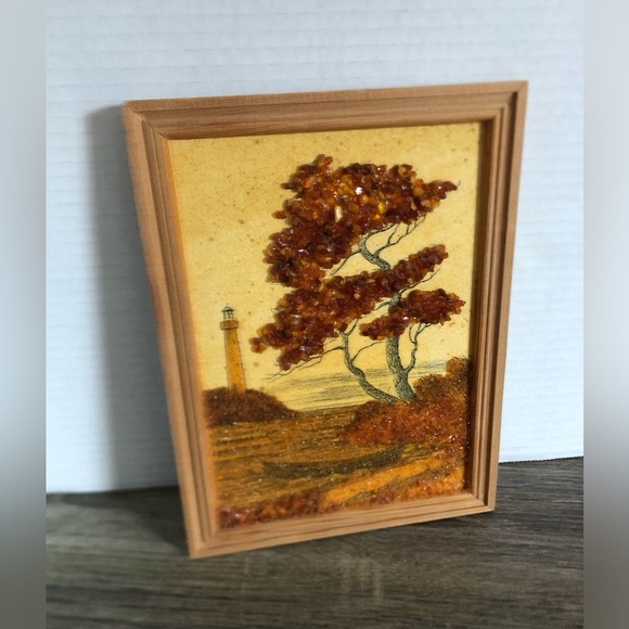 Vtg Baltic Amber Tree Art Framed - Picture 2 of 11